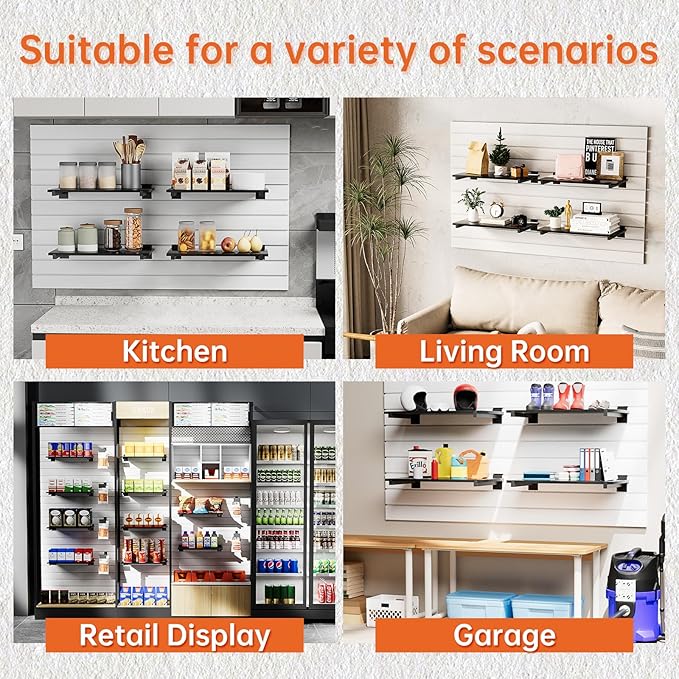 Wood Slatwall Shelves, Slat Wall Shelf Slatwall Acccessory for Garage, Home Improvement, Retail Display (2, 24''x12'')
