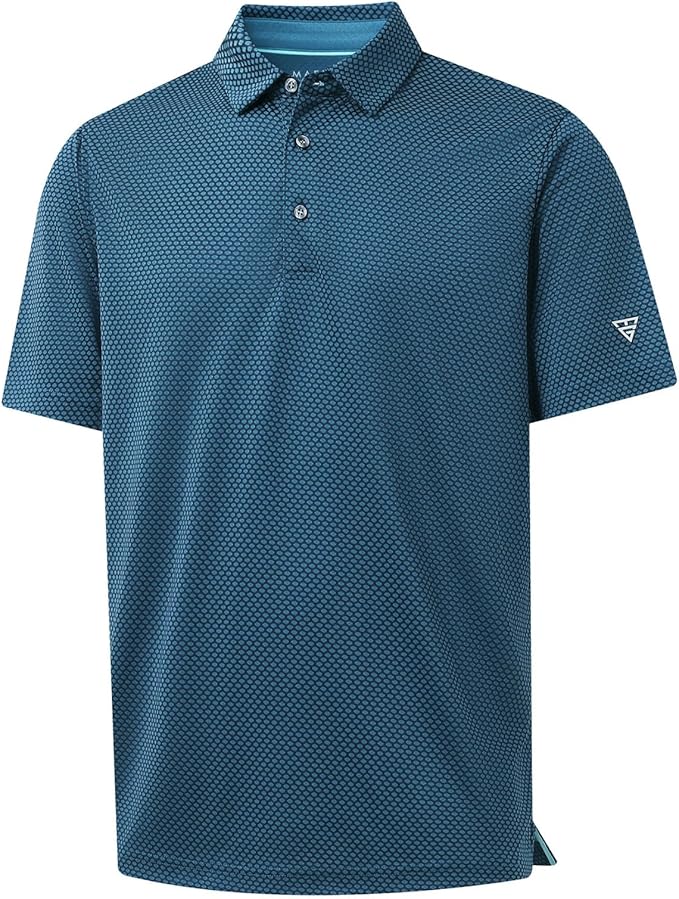 M MAELREG Golf Shirts for Men Moisture Wicking Jacquard Breathable Performance Dry Fit Collared Mens Polo Shirts Short Sleeve