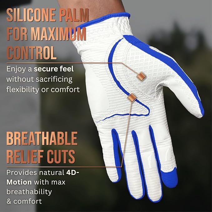 Copper Tech Golf Gloves Men Right Handed Golfer or Left Handed Golfer (2nd Gen) | Copper Compression Joint Support Golf Glove
