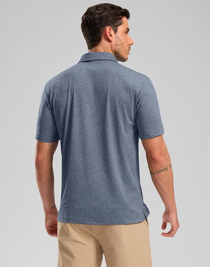Golf Shirts Heather Polo Short Sleeve Dry Fit Lightweight Moisture Wicking Collared Shirts Casual Athletic Business