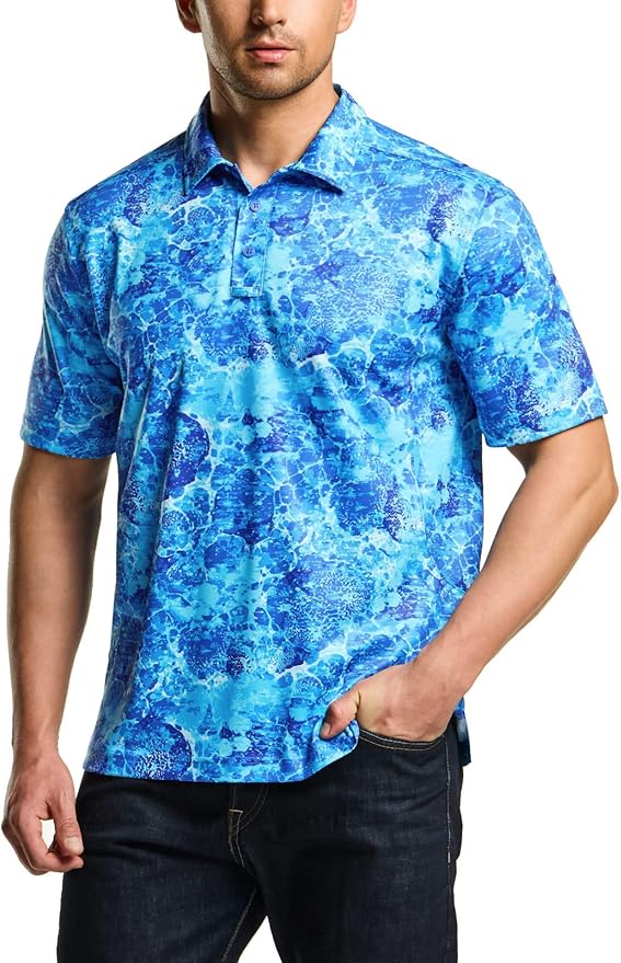 CQR Men's Polo Shirts, Tactical Short Sleeve Golf Performance Shirts, Lightweight Dry Fit UPF 50+ Pique