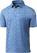 JACKETOWN Mens Polo Shirts Short Sleeve Print Dry Fit Performance Moisture Wicking Casual Collared Golf Shirts