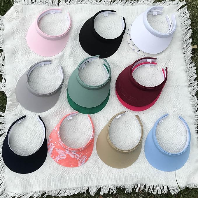 2 Pack Visor Women Men Sun Hat Clip On Visors Adjustable Sport Wide Brim Cap