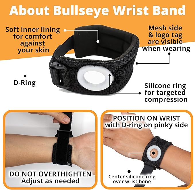 BULLSEYE Wrist Band with Silicone Ring – Stabilizer for Ulnar Sided Wrist Pain, TFCC Tears, DRUJ Instability, Pinky-sided Pain, Tendinitis, Repetitive Use Injuries, and Joint Support