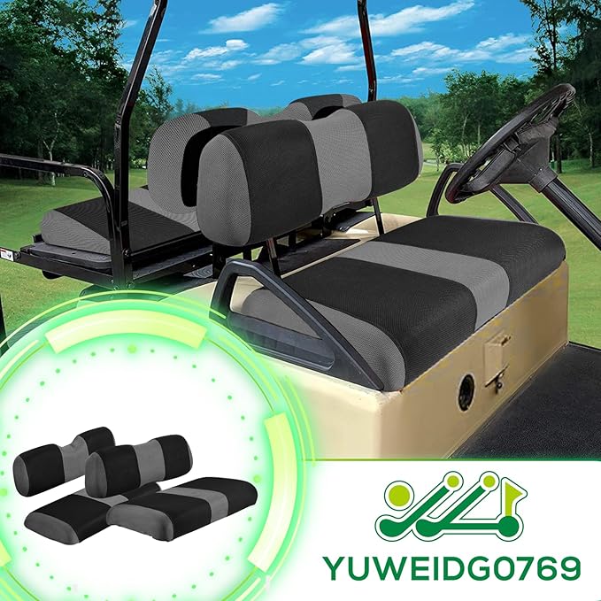 Universal Club Car DS Golf Cart Seat Covers Dress UP Older Golf Cart, Durable Breathable Material Front and Back Seat Cover Fit for ds, Club Car DS Seat Covers Front and Back, Black