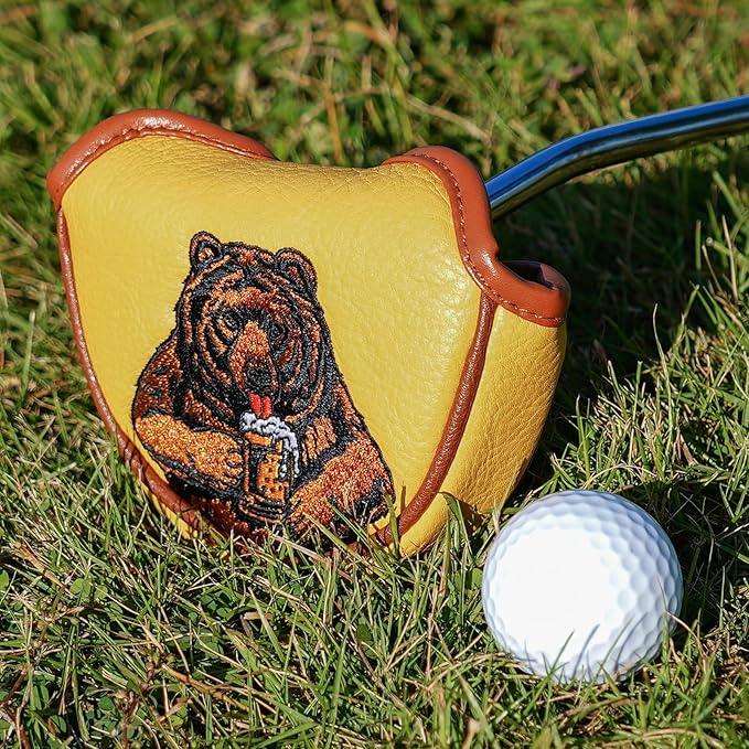 Golf Club Head Cover Golf Head Cover Driver Headcover Fairway Wood Headcover Hybrid Club Head Cover Golf Blade Mallet Putter Cover Beer Bear