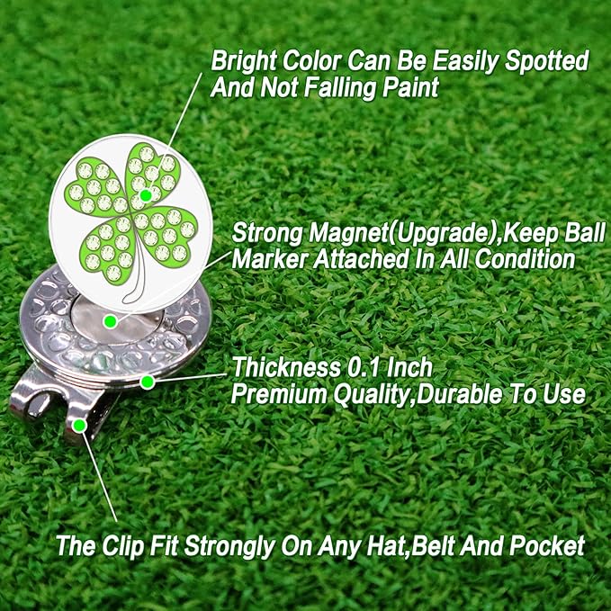 FINGER TEN Golf Ball Marker with Hat Clip Markers Assorted Patterns Value Gift Set Mark Golf Divot Tool Accessories for Men Women Kids