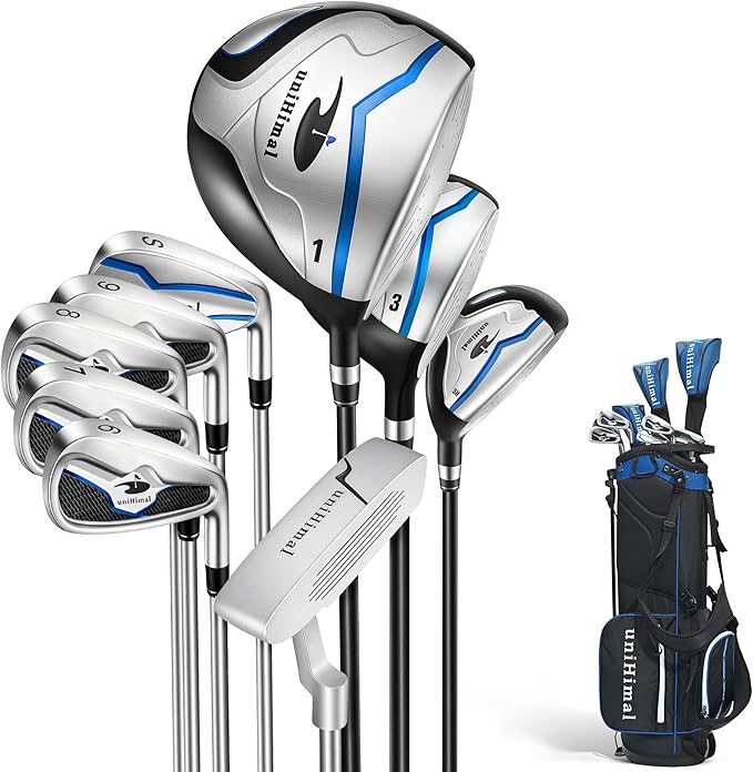 Complete 9-Piece Golf Club Set for Men, Right Hand, Includes Stand Bag