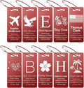 10 Personalized Metal Luggage Tags, Custom Suitcase Aluminum Name Tags with Steel Ring, Laser Engraved Name and Logo, for Travel, Backpack, Baggage, Golf Bag (Red)