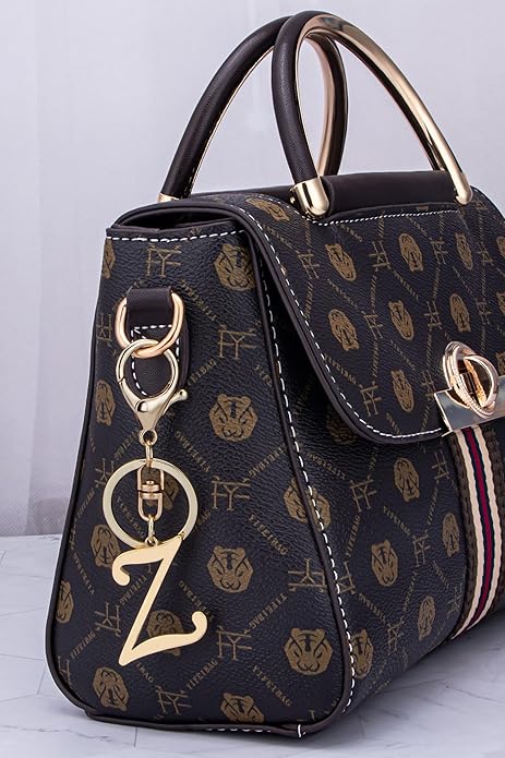Cute Stainless Steel Gold Initial Letter Keychain for Women Girl, Charms for Key Handbag Backpack Bag, Personalized Gift