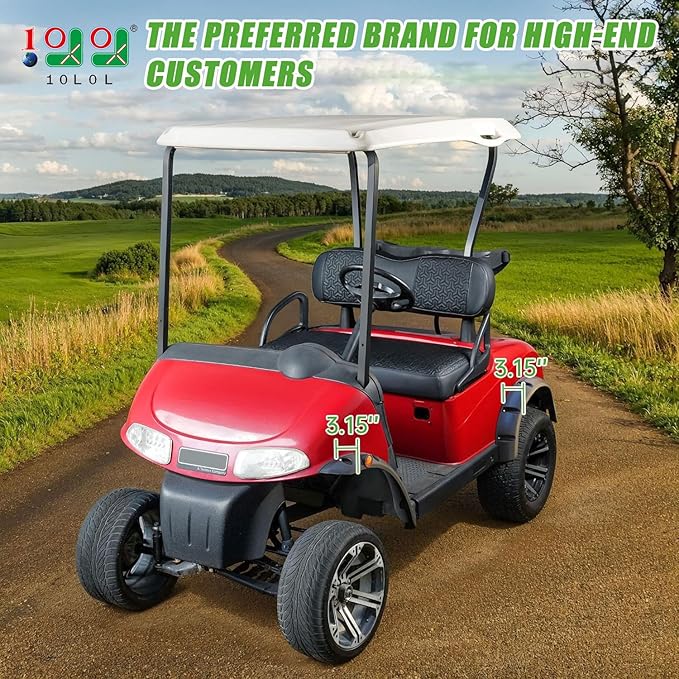 10L0L 4PCS Golf Cart Fender Flares for Yamaha G29, EZGO TXT/RXV, Club Car DS/Precedent - Heavy Duty ABS Plastic Mud Guards with Reflectors & Stainless Steel Hardware