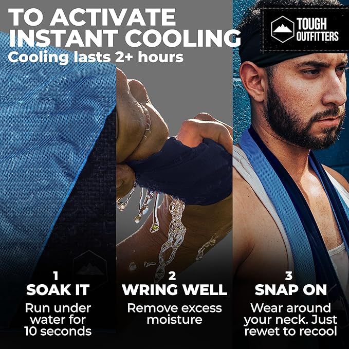 Tough Outdoors Cooling Towels for Neck Face - Neck Cooling Towel for Hot Weather Yoga Sports Golf Sweat - Instant Cold Towel