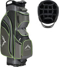 14-Way Golf Cart Bag with Full Length Divider, Premium PU Leather Golf Bag with Plush Top, Magnetic Pocket and Rain Cover for Men