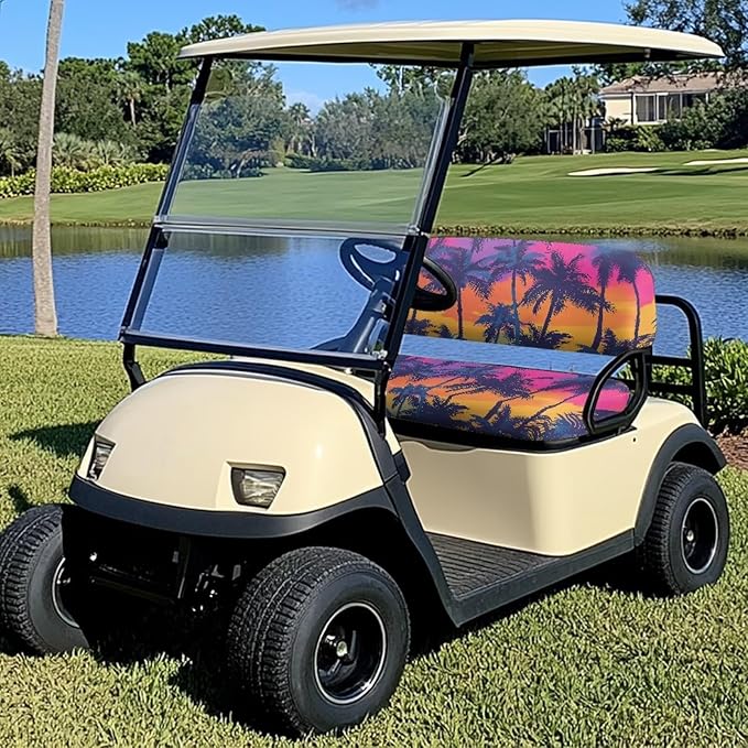Golf Cart Seat Covers, Universal Fit & Nonskid Bottom Fits for Club Car 2 Person Seats Golf Carts