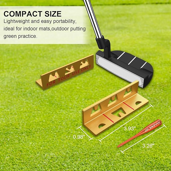 MAZEL Golf Alignment Putting Training Aids - Golf Putting Path Tool for Consistency & Accuracy - Include Putting Gates,Ring & Golf Tees