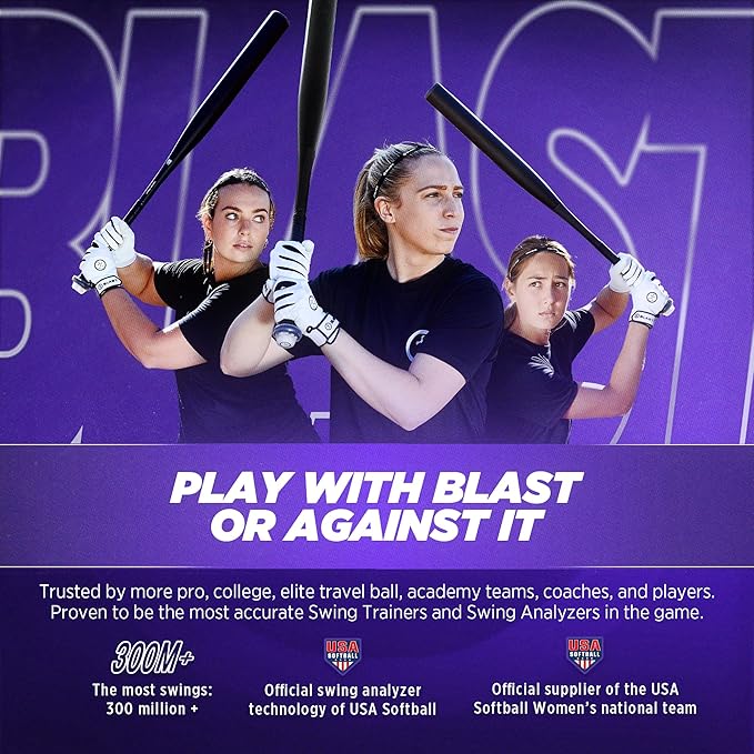 Blast Motion Softball Swing Analyzer - Improve Your Swing at Every Level - Batting Trainer - Real-time Feedback, Swing Metrics, Video Capture Highlights, Track Performance (GEN3 Sensor)
