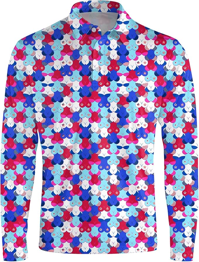 Men's Long Sleeve Golf Shirt Quick Dry 3 Button Work Fishing Outdoor Casual Collar Shirt