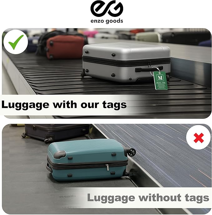 Personalized Luggage Tag | 4 Pack | Custom Luggage Tags for Suitcases | Kids Backpack Tag | 10 Color Options & Choose Font, Font Color