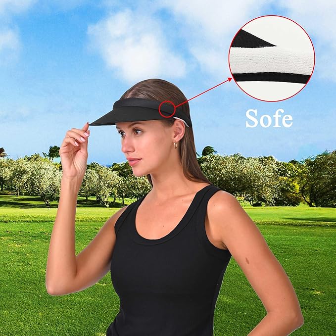 2 Pack Visor Women Men Sun Hat Clip On Visors Adjustable Sport Wide Brim Cap