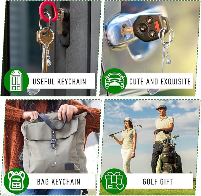 2 PCS Mini Cute Golf Keychain, Golf Club Keychain Golfs Gifts Keychains Golfers Mini Alloy Golfs Keychains Golfracket Ball Pendant Key Chain, Golfball with Key Chain Golfball Keyring Christmas Gifts