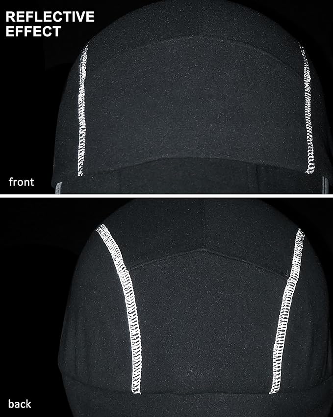 GADIEMKENSD Fleece Ball Cap with Drop Down Ear Warmer, Foldable Brim, Reflective Winter Run Hat Unisex