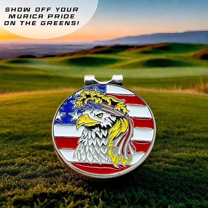 Golf Ball Marker with Magnetic Hat Clip Set - Men's and Women's Golf Accessories and Gift Ideas - Removable Attaches Easily to Golf Cap