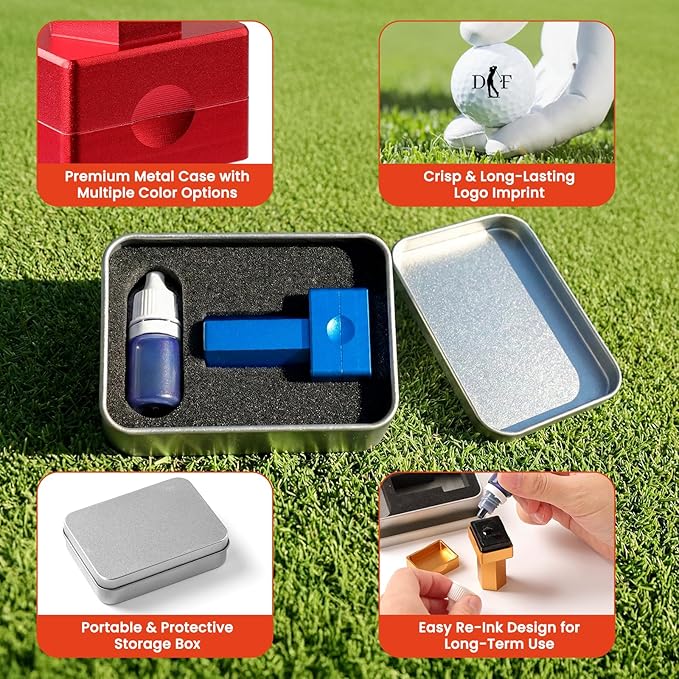 Custom Golf Ball Stamp - Self-Inking Personalized Stamp with Quick-Dry Waterproof Ink, Reusable Monogram Marker | Ideal Golf Gift for Men, Dad, Husband | Christmas White Elephant Stocking Stuffer