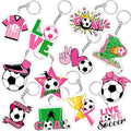 Batiyeer 36 Pack Pink Soccer Ball Keychains Bulk Party Favors Sports Ball Key Chains Funny Keyring Gifts for Women Men Birthday Supplies