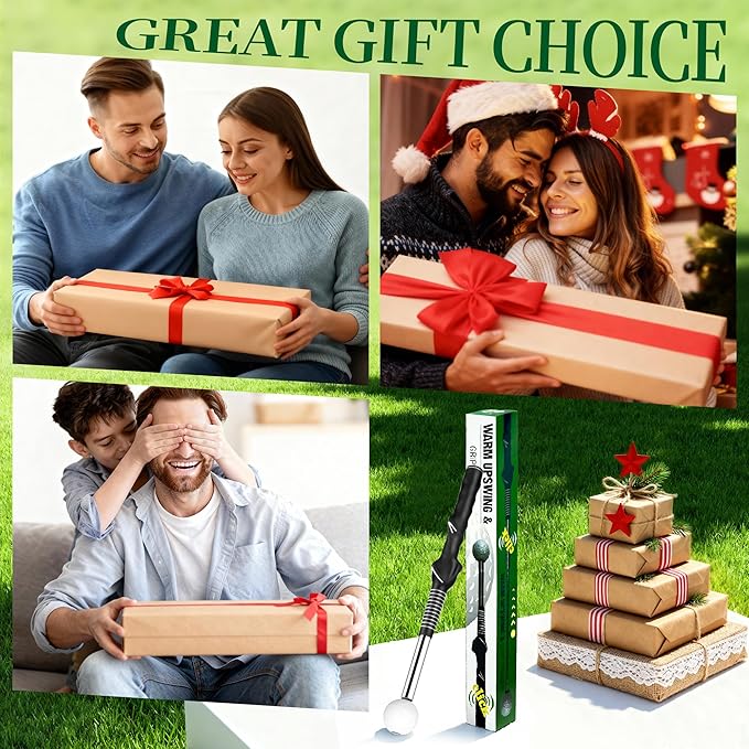 Retractable Golf Swing Training Aid, Portable Golf Swing Trainer for Warm Up Right-Handed Click Stick Golf Grip Trainer with Rhythm Click Sound, Golf Accessories for Beginners, Indoor Outdoor Practice