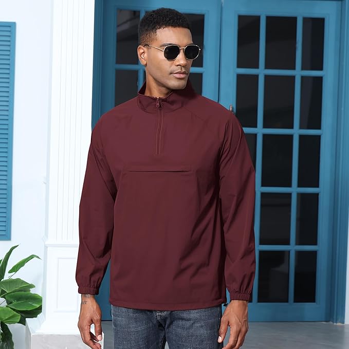 Opomelo Men's Athletic Quarter Zip Pullover Golf Hiking Running Lightweight Jacket Workout Sweatshirt With Pocket