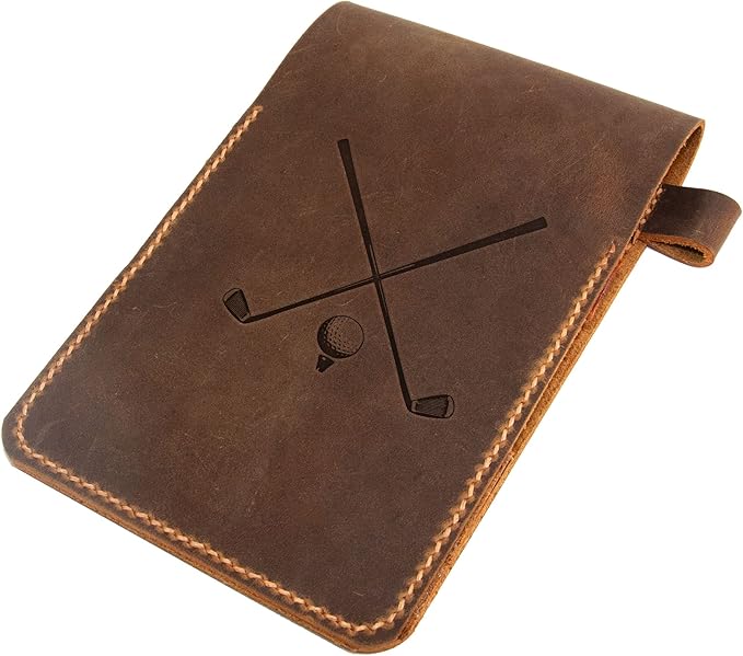 Personalized Golf Scorecard Holder Leather Hand Stitched, Yardage Book Holder, Golfers Gift, Gift for Him, Gift for Dad, Leather Golf Gifts