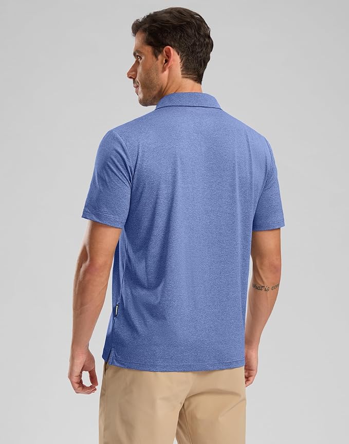 Golf Shirts Heather Polo Short Sleeve Dry Fit Lightweight Moisture Wicking Collared Shirts Casual Athletic Business