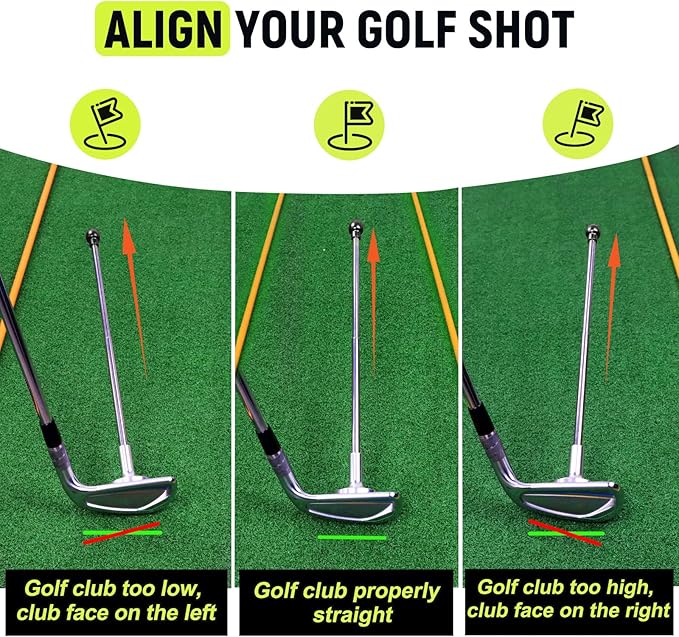 THE GOLFER STORE Golf Alignment Rods, Golf Club Alignment Stick Corrector Magnetic Golf Swing Trainer Aid Help Visualize and Align Your Golf Shot Length Adjustments