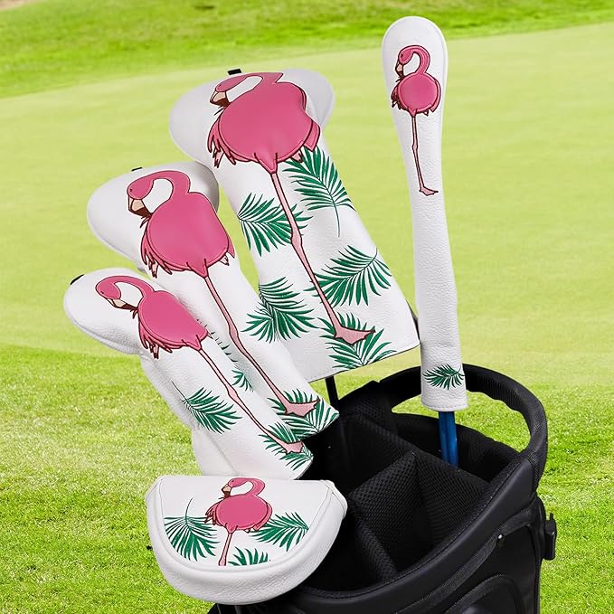 Craftsman Golf Flamingo White Golf Driver Fairway Wood Hybrid Putter Headcover Head Cover
