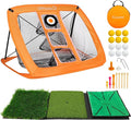 Golf Chipping Net Set,Pop Up Net with Durable Rubber Training Mat,10 Golf Tees,6 Practice Balls,6 Foam Balls and Carry Bag for Indoor & Outdoor Game