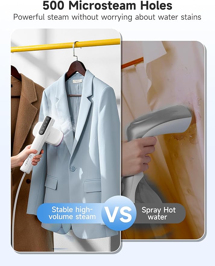 Steamer for Clothes, 2-in-1 Travel Steamer & Iron for Clothes, Portable Handheld Garment Steamer, 15s Fast Heat-up, 1200W, Large Ceramic Heat Panel, Quick Wrinkle Removal, Travel & Home Use