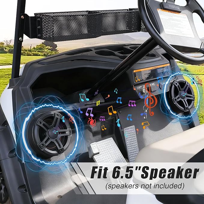 Under Dash Kick Speaker Pod Brackets for E-Z-Go TXT 1994+ Golf Cart Accessories, Front Kick Panels Loudspeaker Mount Support for 6.5" Speakers, High-Density PP Plastic, 2PCS