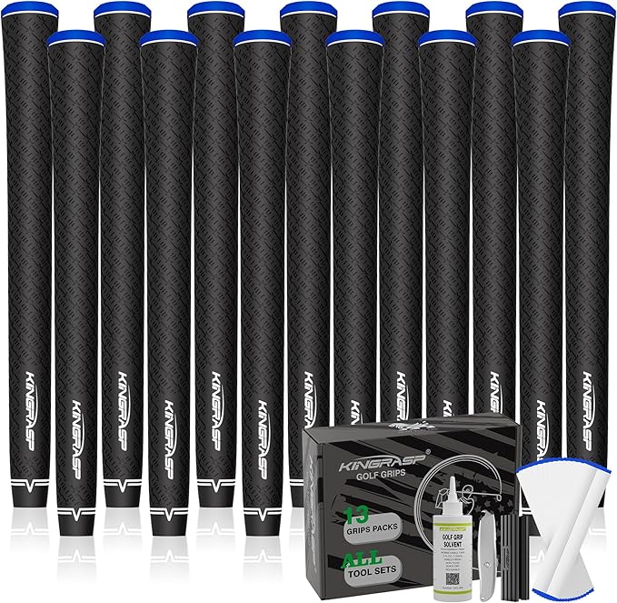 Multi Compound Golf Grips，13 Grips Set,Soft Rubber Golf Clubs Grips, Anti-Slip Ecological Cotton Yarn Thread Technology,Midesize Standard Size,6 Colors Optional