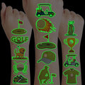96 PCS Golf Sport Pre-Cut Luminous Glow in The Dark Temporary Tattoos | Super Cute Themed Birthday Party Favors, Supplies, Decorations, Green Sport Fake Tattoo Stickers Gifts for Boys Girls