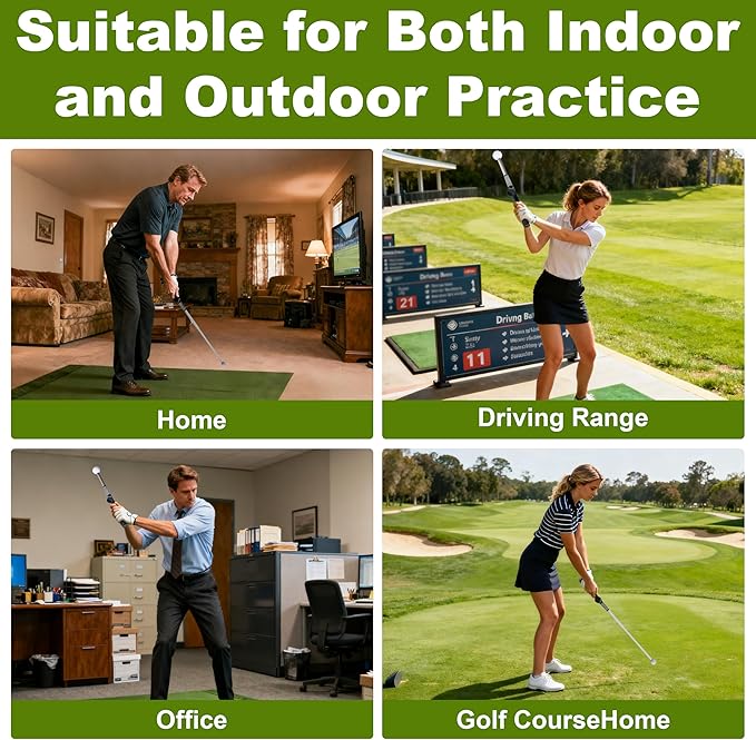 Retractable Golf Swing Trainer with Instant Click Sound Feedback, Pro-Level Golf Training Aid for Indoor Outdoor Practice,Golf Grip Trainer for Golfers to Improve Swing Consistency & Accuracy