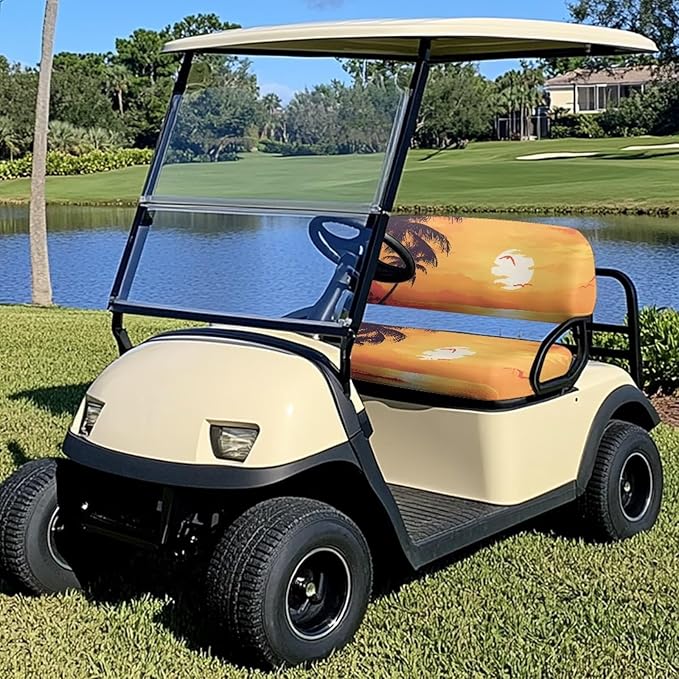 Fashion Print Golf Cart Seat Covers 2 Passenger Golf Cart Backrest Cover Golf Cart Seat Towel Gift for Friends