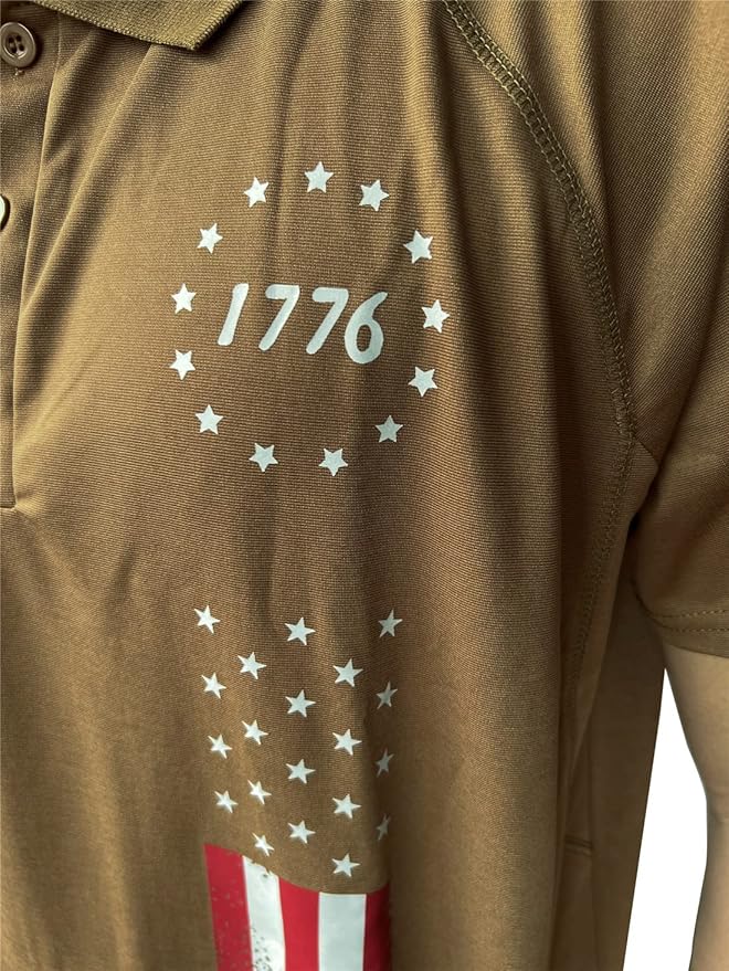 HARGLESMAN Men's 1776 Independence Day American Flag Short Sleeve Polo Golft Shirt(S-3XL)
