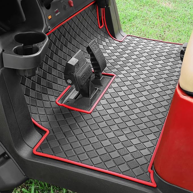 Golf Cart Floor Liner Mat 8mm Thick Rubber Full Coverage Fit for Club Car Precedent 2004-2025 / Onward & Tempo 2017-2025 / Villager & V4L 2019-2025 Carts Upgraded Non-Slip Mats Replacement