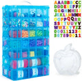 INSCRAFT 7 Layers Stackable Storage Container, 70 Adjustable Compartments (Blue) Stackable Storage Container, Perfect for Kids Toys, Art Crafts, Jewelry, Supplies, Mini Case & Letter Sticker Included