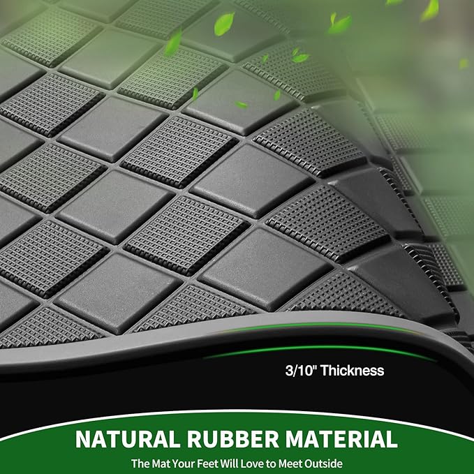 Golf Cart Floor Liner Mat 8mm Thick Rubber Full Coverage Only Fit for 2007-2016 Yamaha Drive (Gen1), G29, YDR, Adventurer Carts Diamond Deluxe Non-Slip Front Feet Mats Replacement - Grey Trim