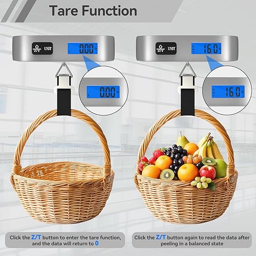 Luggage Scale 2 Pack Dr.meter Travel Scale Essentials Backlight LCD Display 110lb/50kg Luggage Weight Scale Portable Handheld Scale with Rubber Paint, Temperature Sensor, Battery Included