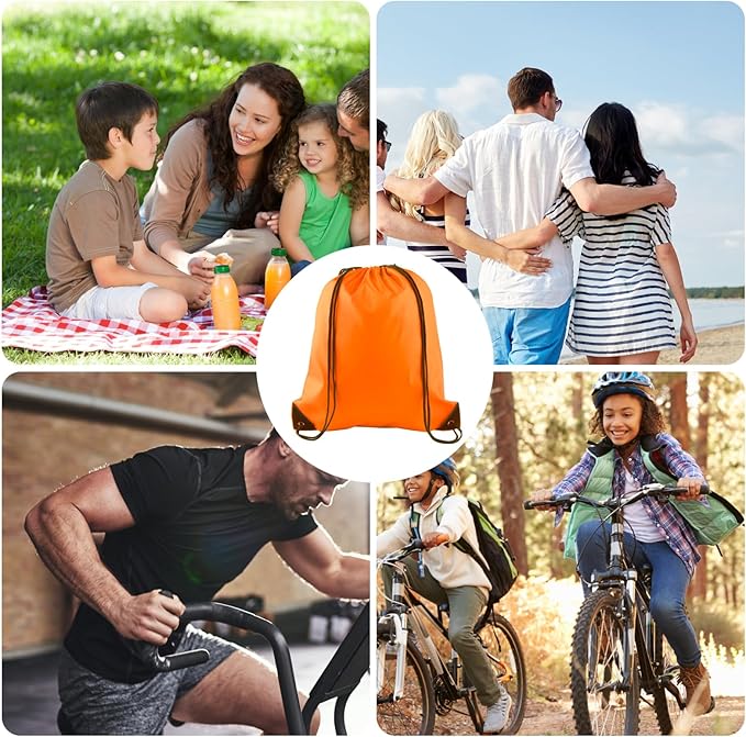 KUUQA 2Pcs Orange Drawstring Backpack Bags Cinch Sack Bulk String Backpack Storage Bag
