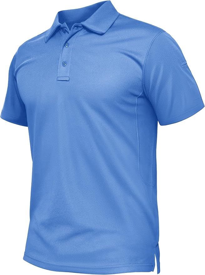 TACVASEN Mens Polo Shirt Short Sleeve Tactical Performance Collared Work Golf Shirts Dry Fit Pique Polos for Summer