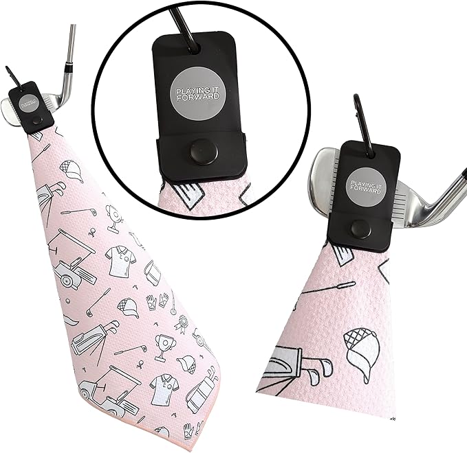 Magnetic Golf Towels for Golf Bags with Clip & Ultra Strong Magnet - Waffle Weave Microfiber Towel for Secure Hold on Bags & Carts - Ideal Club Cleaner & Accessories - Doodle Sketch