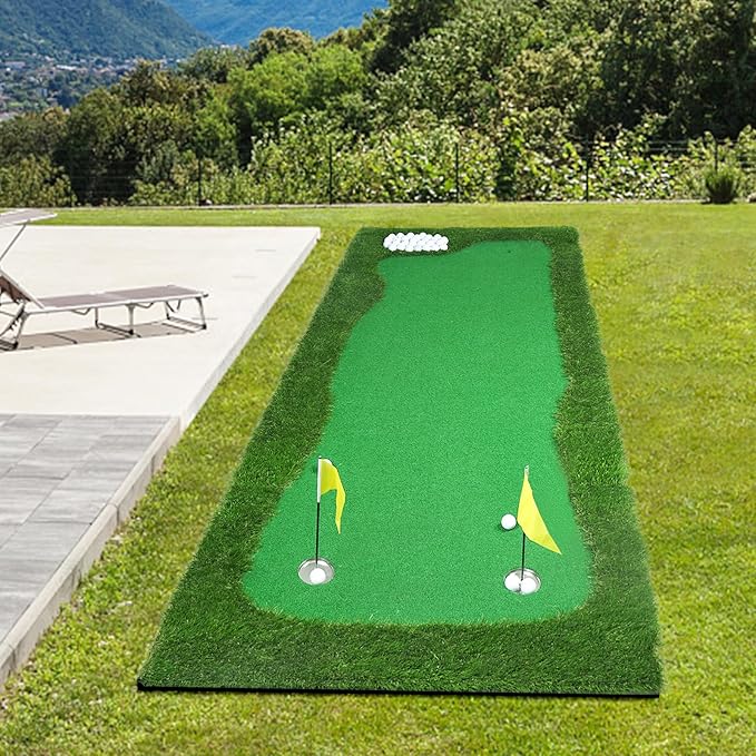 Golf Putting Green Indoor 3.3x10 Ft Large Golf Putting Mat Professional Artificial Grass Turf Practice Mat with Sand Pit for Home, Office & Outdoor